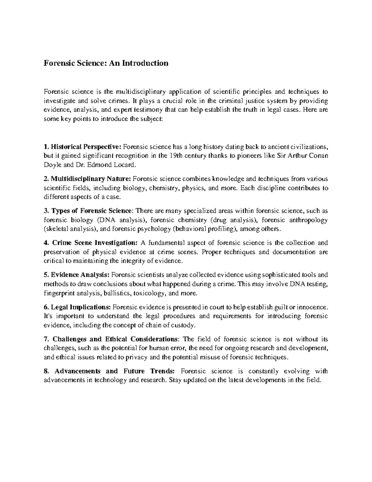 Establishment of Forensic Science in India: Historical Overview and ...