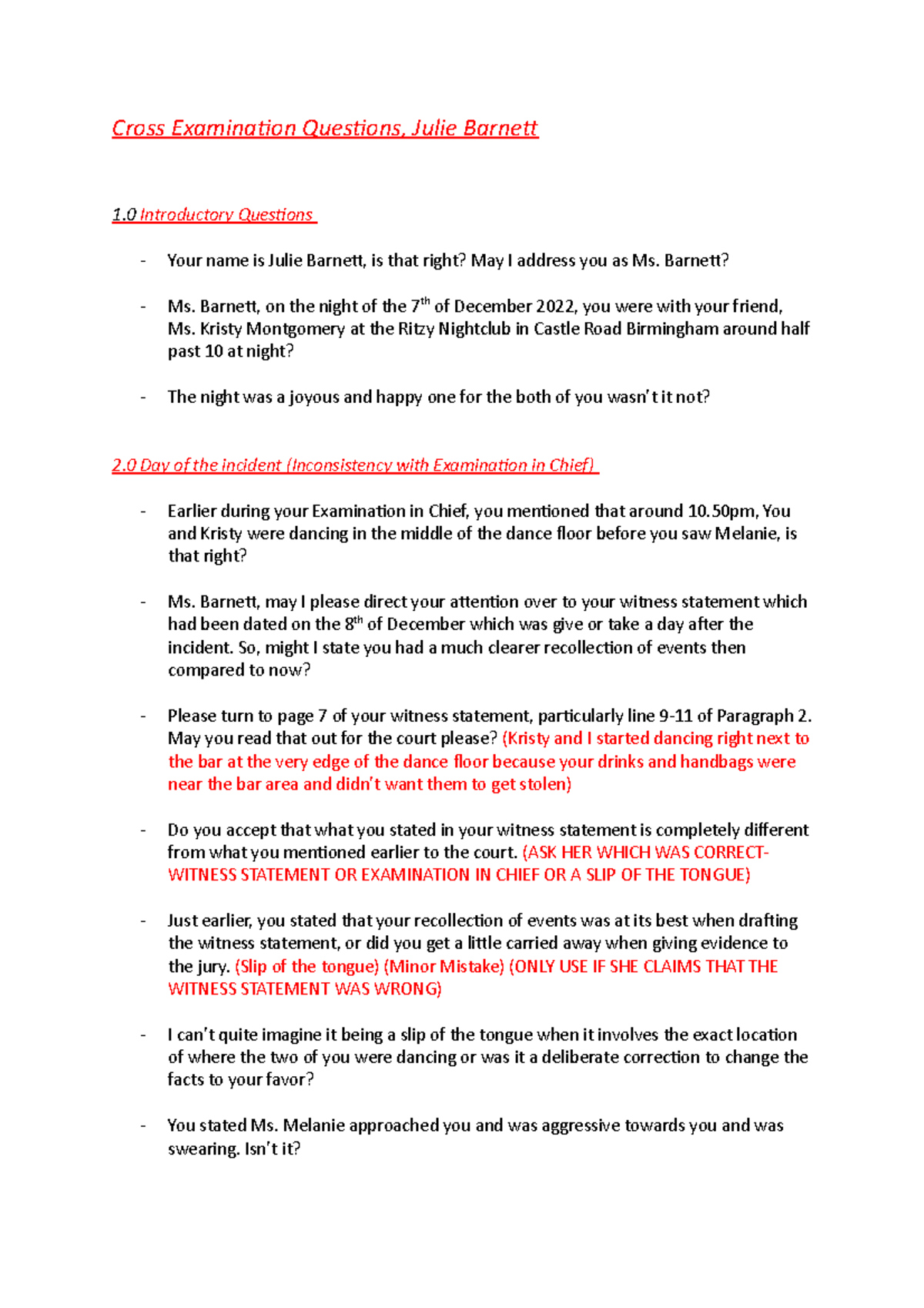Cross Examination of Julie Barnett: Case of Lappin (Legal Analysis) - Document Preview