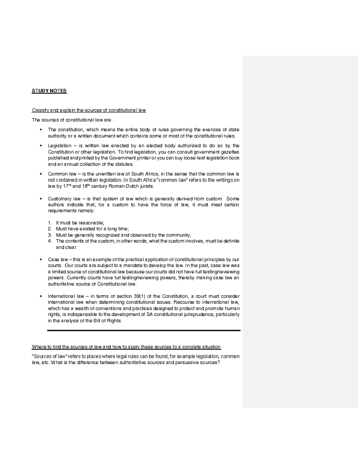 Constitutional Law Study Notes: Sources, History & Key Concepts - Studocu