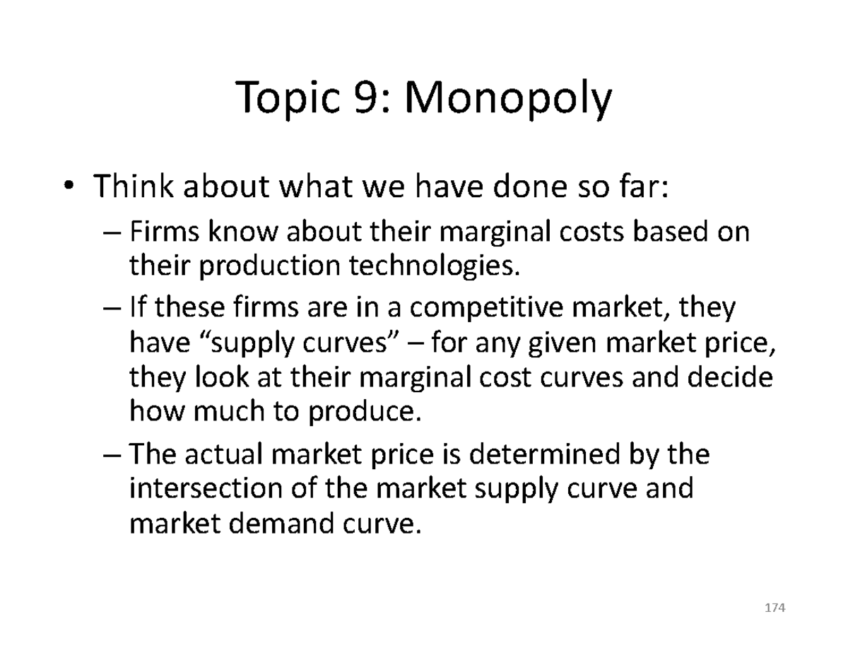 Lecture Notes: Monopoly and Market Power - Studocu