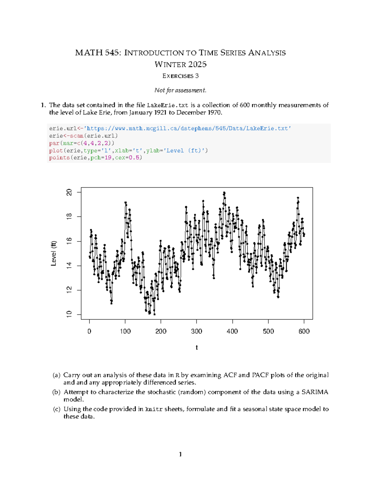 MATH 545: Winter 2025 Time Series Analysis Exercises 3 - Studocu