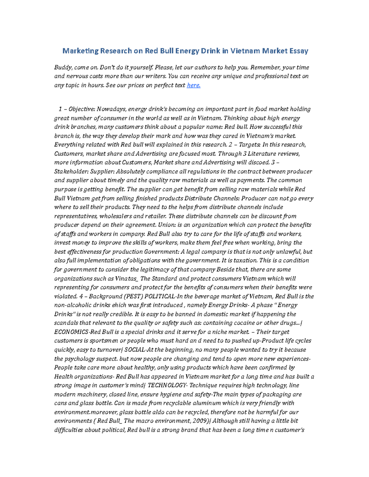 Marketing Research on Red Bull Energy Drink in Vietnam Market Essay ...