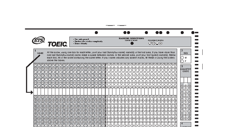 TOEIC Answer Sheet Instructions and Marking Directions - Studocu