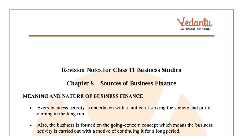 CBSE Class 11 Business Studies Notes: Chapter 8 - Sources of Business ...