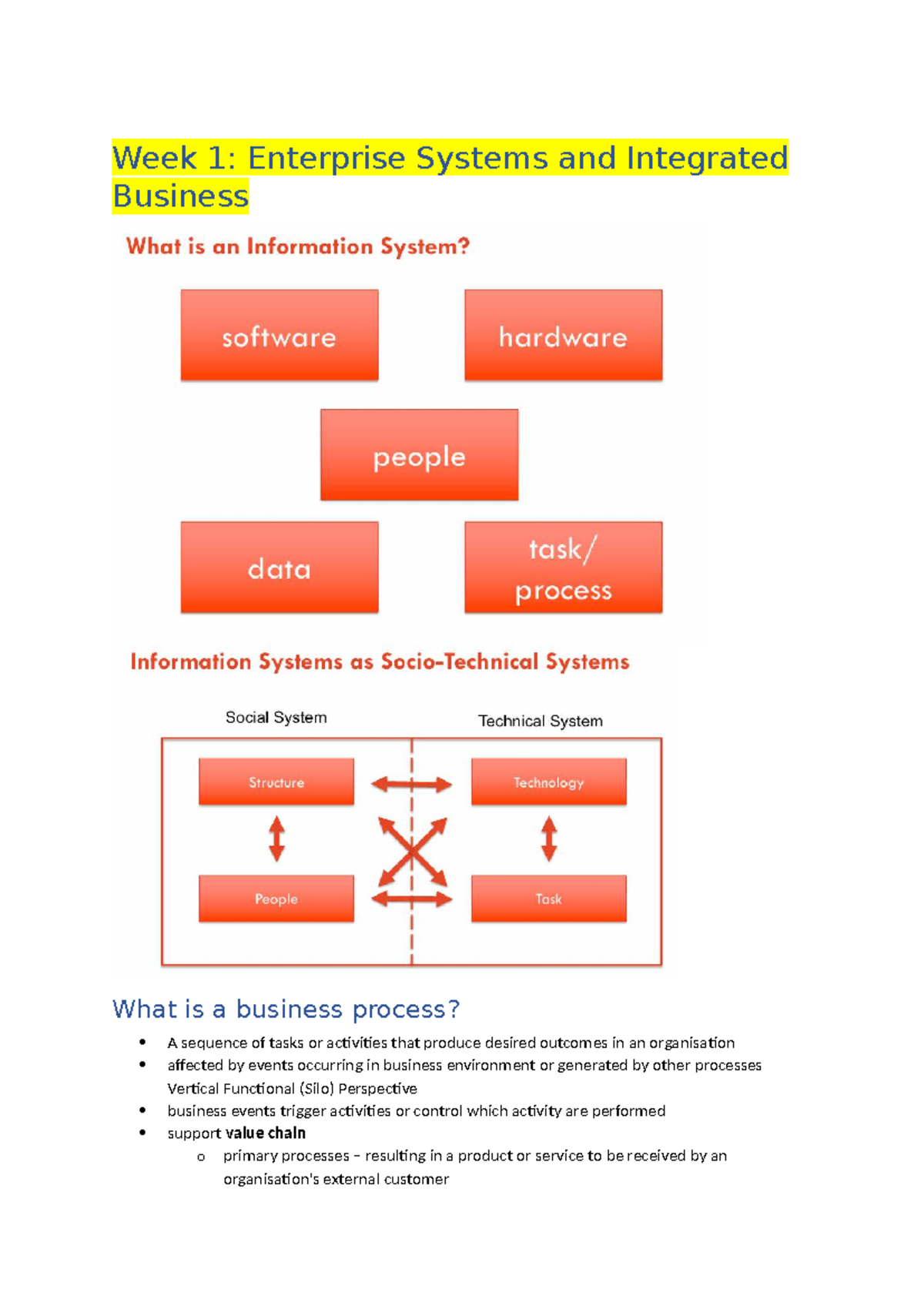 INFS3040 Week 1: Understanding Enterprise Systems & Business Processes ...