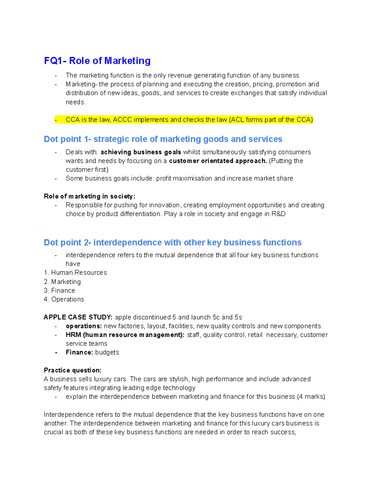 Business Marketing Concepts and Strategies - MKT101 Lecture Notes - FQ1 ...