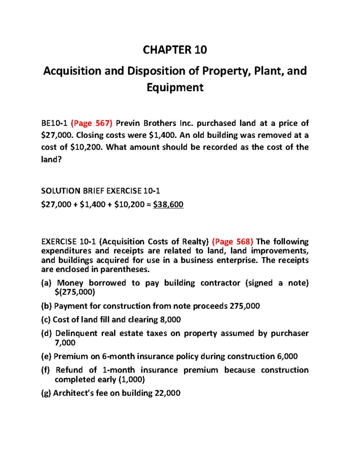 CP 10 - Chapter 10: Acquisition & Disposition of Property & Equipment ...