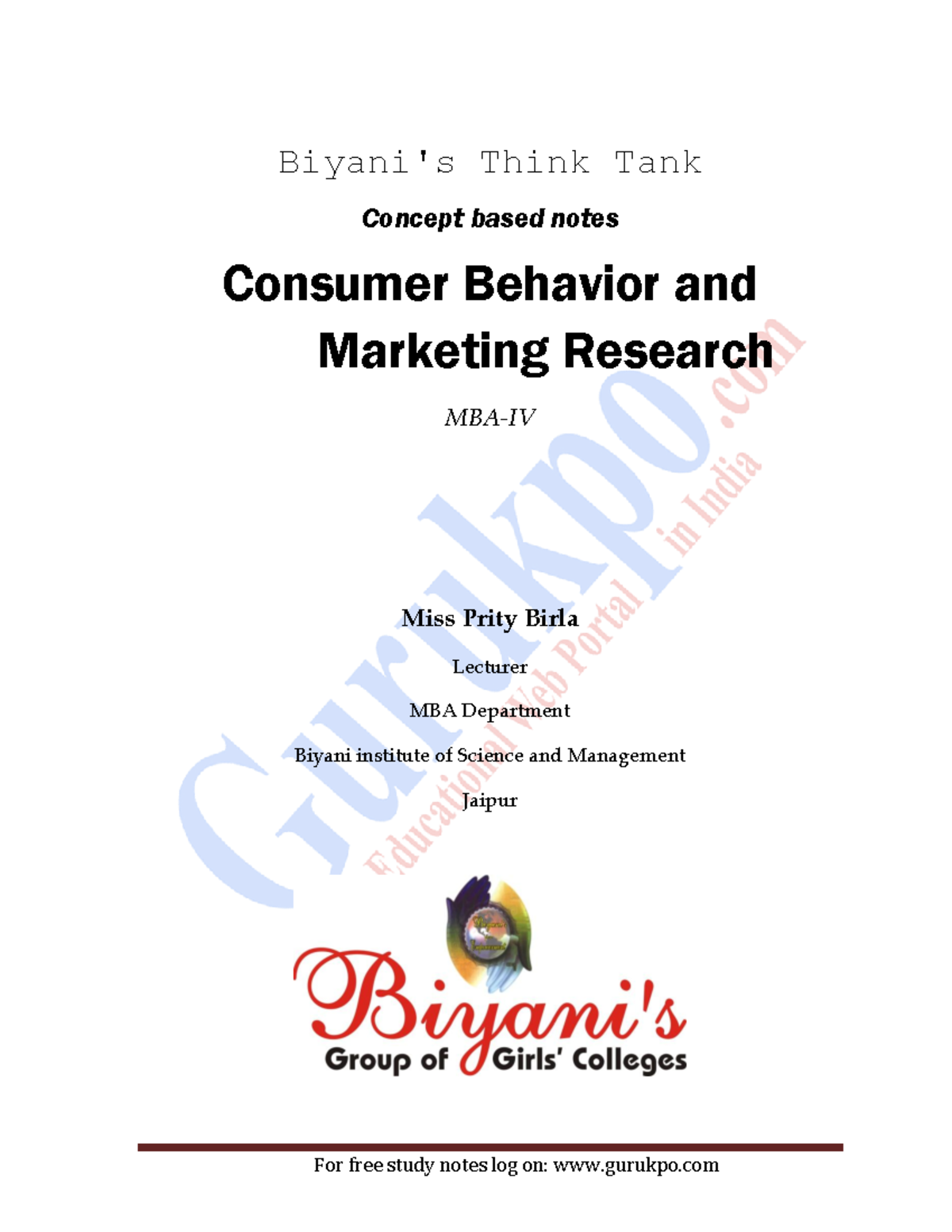 MBA 101: Consumer Behavior & Marketing Research Notes - Studocu