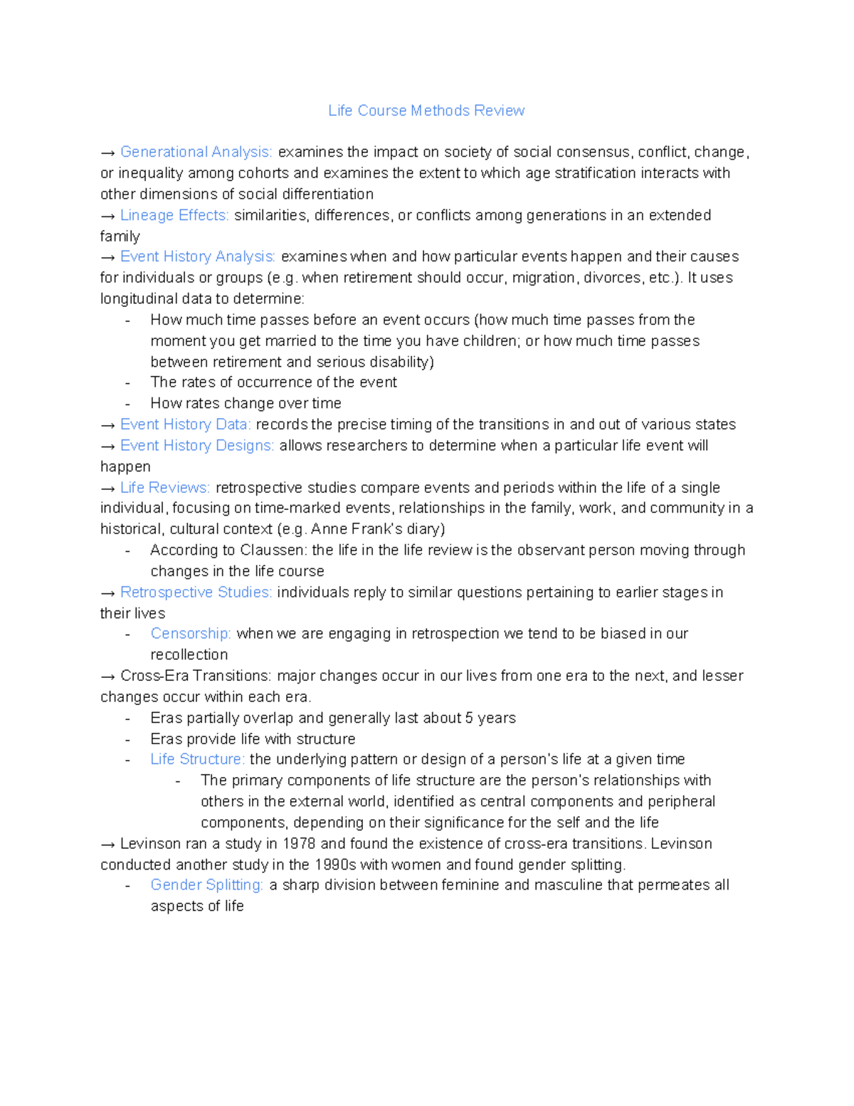 Life Course Methods Review - when retirement should occur, migration ...