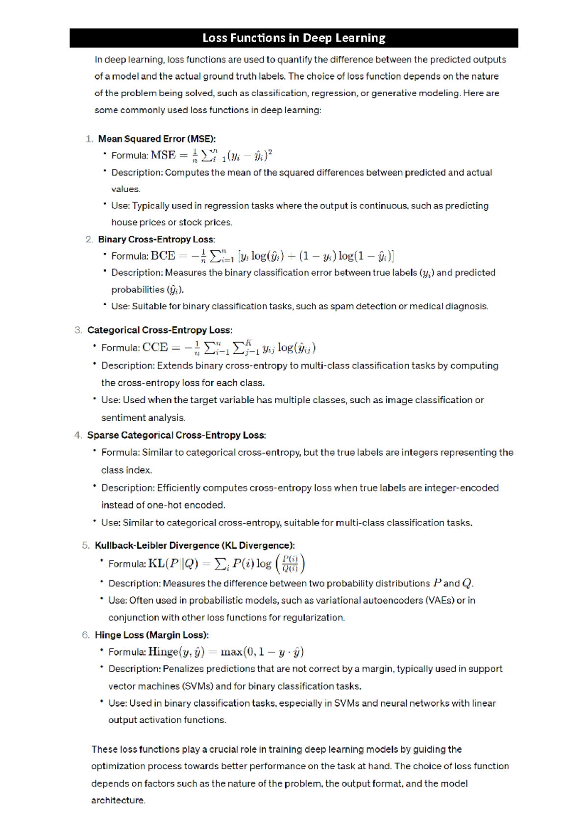 DL Unit-1 Loss Functions - Deep learning - Loss Functions in Deep ...
