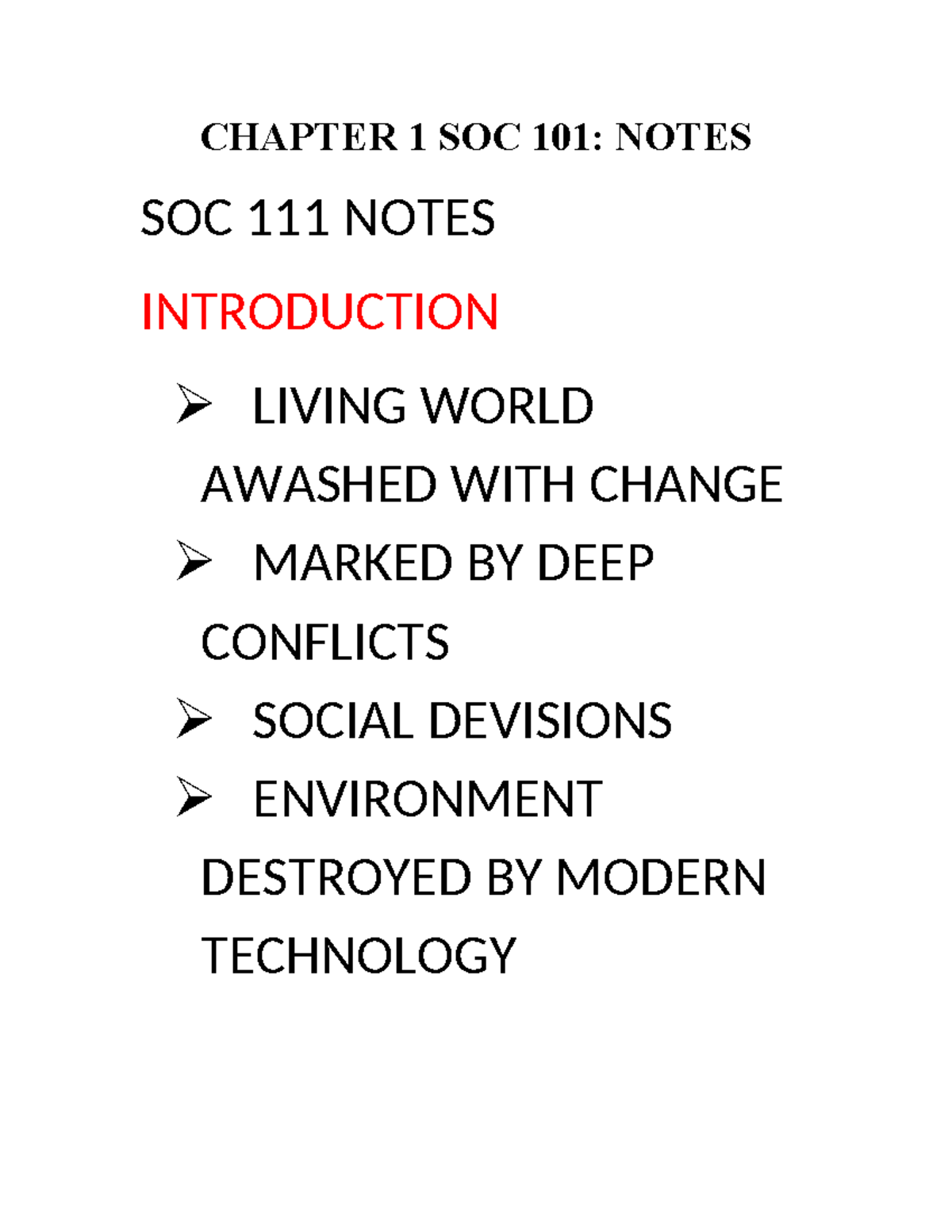 SOC 101 - STUDY - CHAPTER 1 SOC 101: NOTES SOC 111 NOTES INTRODUCTION ...