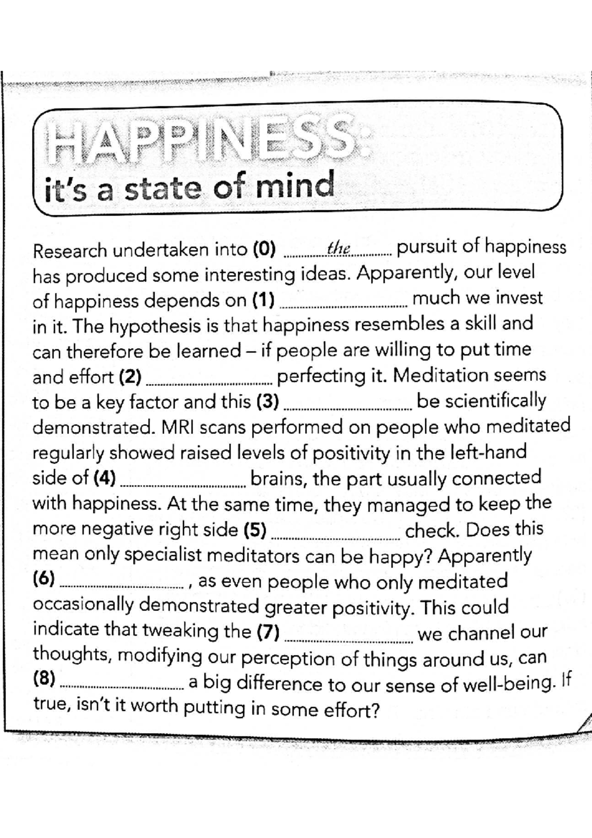 HAPPINESS: Exploring the Pursuit of Joy - Open Cloze Notes - Studocu