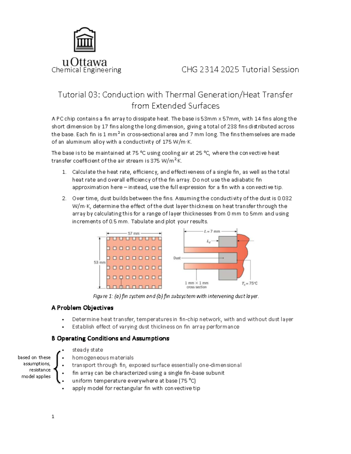 Chemical Engineering CHG 2314 2025 Tutorial 03: Heat Transfer Analysis ...