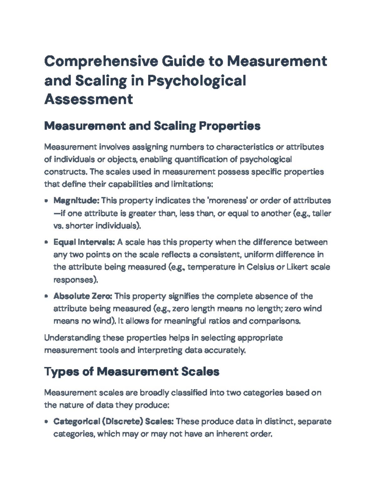 Comprehensive Overview of Measurement & Scaling in Psych Assessment ...