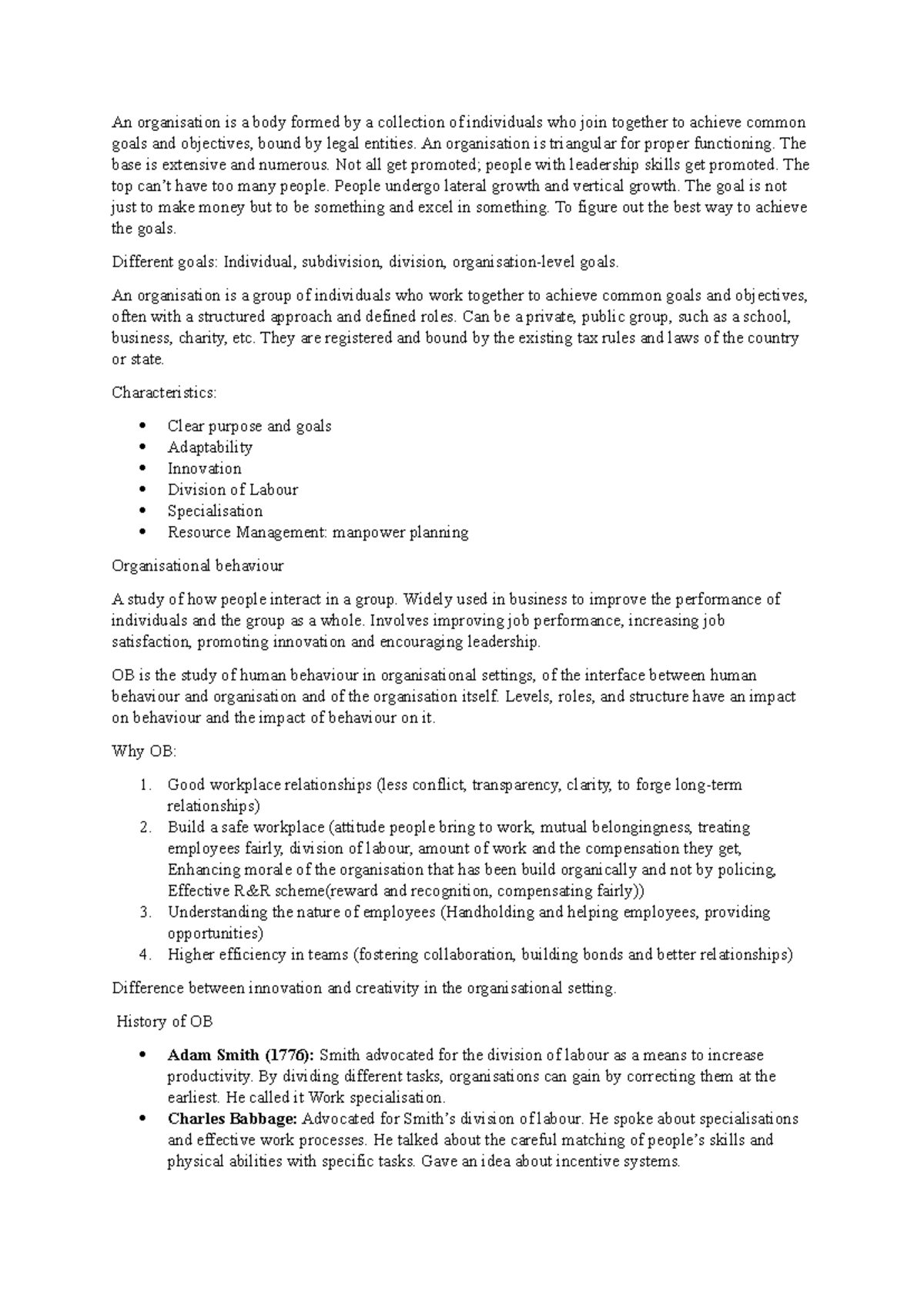 Notes on Organisational Behaviour (OB) - Key Concepts and Theories ...