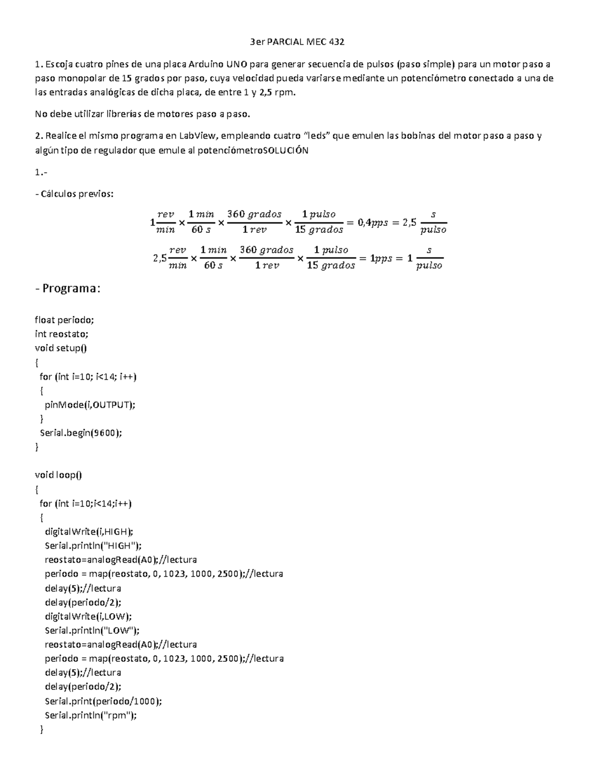 3er PARCIAL MEC 432 - Control de Motor Paso a Paso con Arduino y LabView - Document Preview