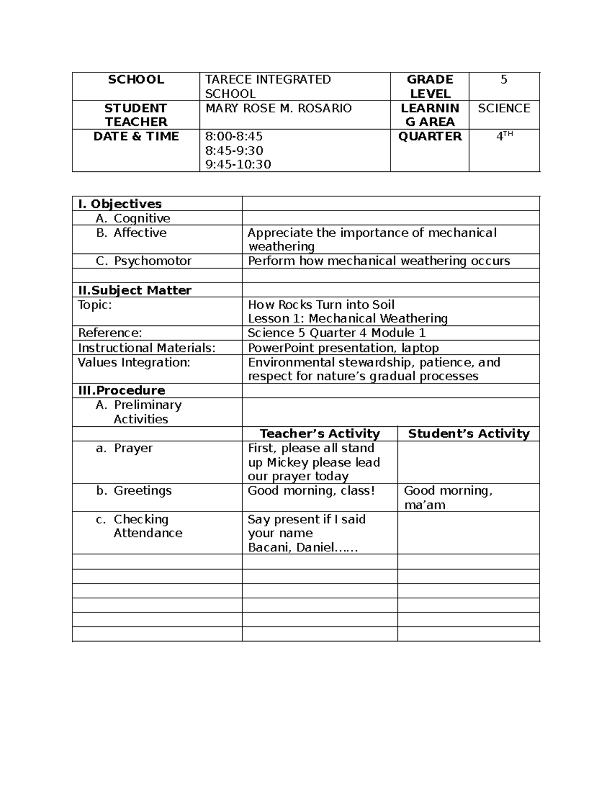 School - Detailed lesson plan in science 5 - SCHOOL TARECE INTEGRATED ...