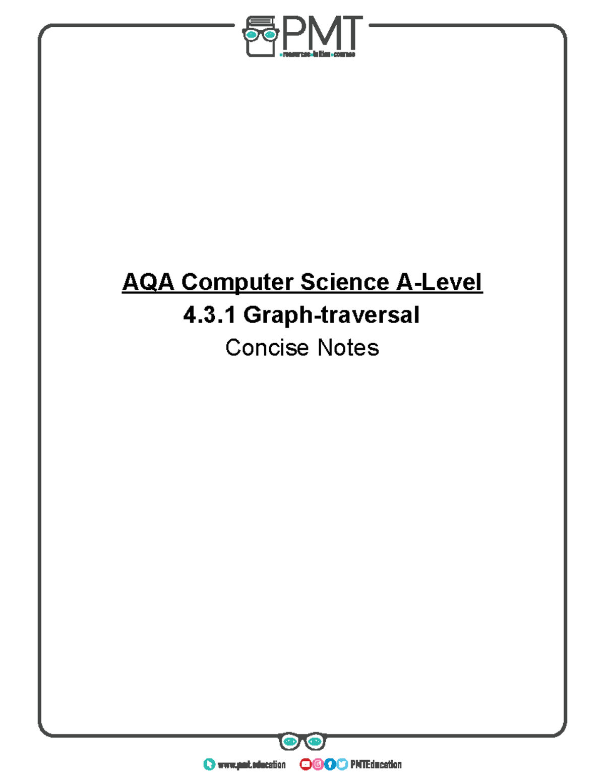 3.1. Graph-Traversal - Concise - AQA Computer Science A-Level 4.3 Graph ...