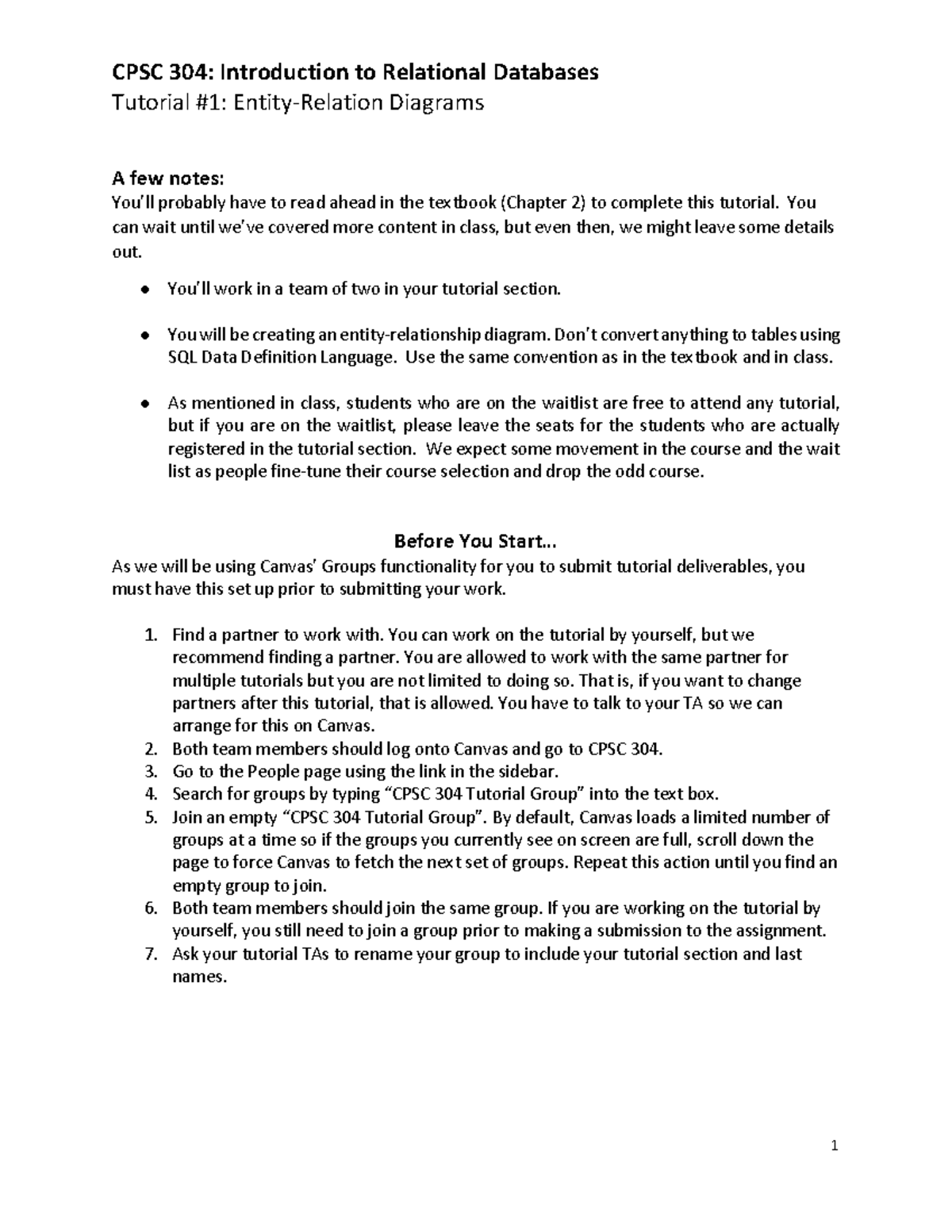 CPSC 304 Tutorial 1 - ER Diagram Design for University Library - Studocu