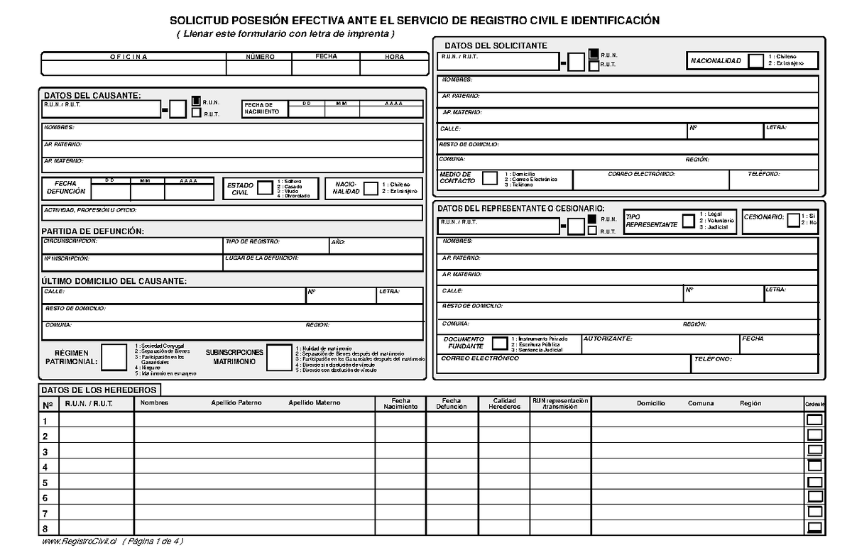 Formulario para Solicitud de Posesión Efectiva Editable - Document Preview