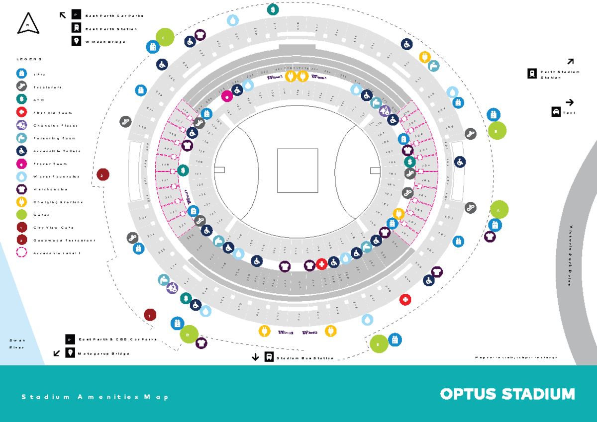 Optus Stadium Amenities Map 1903: Detailed Overview - Studocu