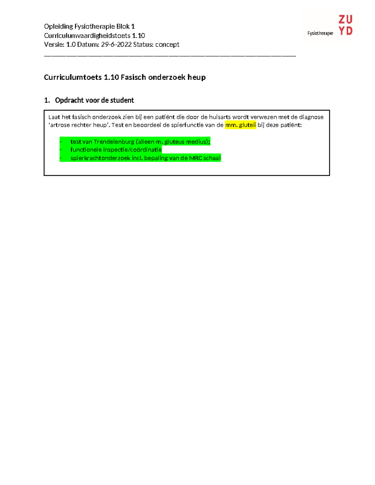 CCVH 1.10 Curriculumvaardigheidstoets: Fasisch Onderzoek Heup - Studeersnel