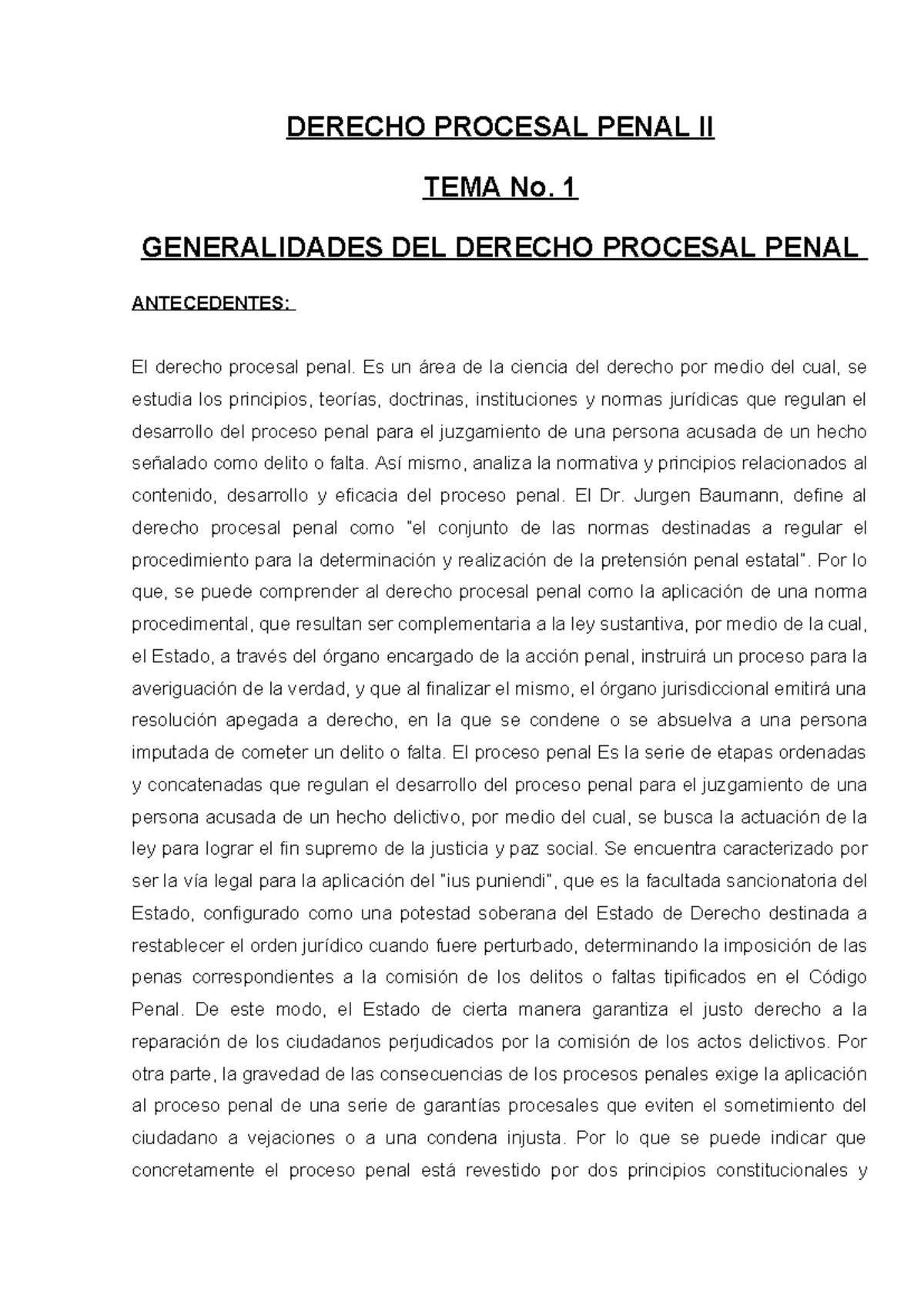 TEMA 2: Principios Constitucionales y Procesales en el PDTO. Penal ...