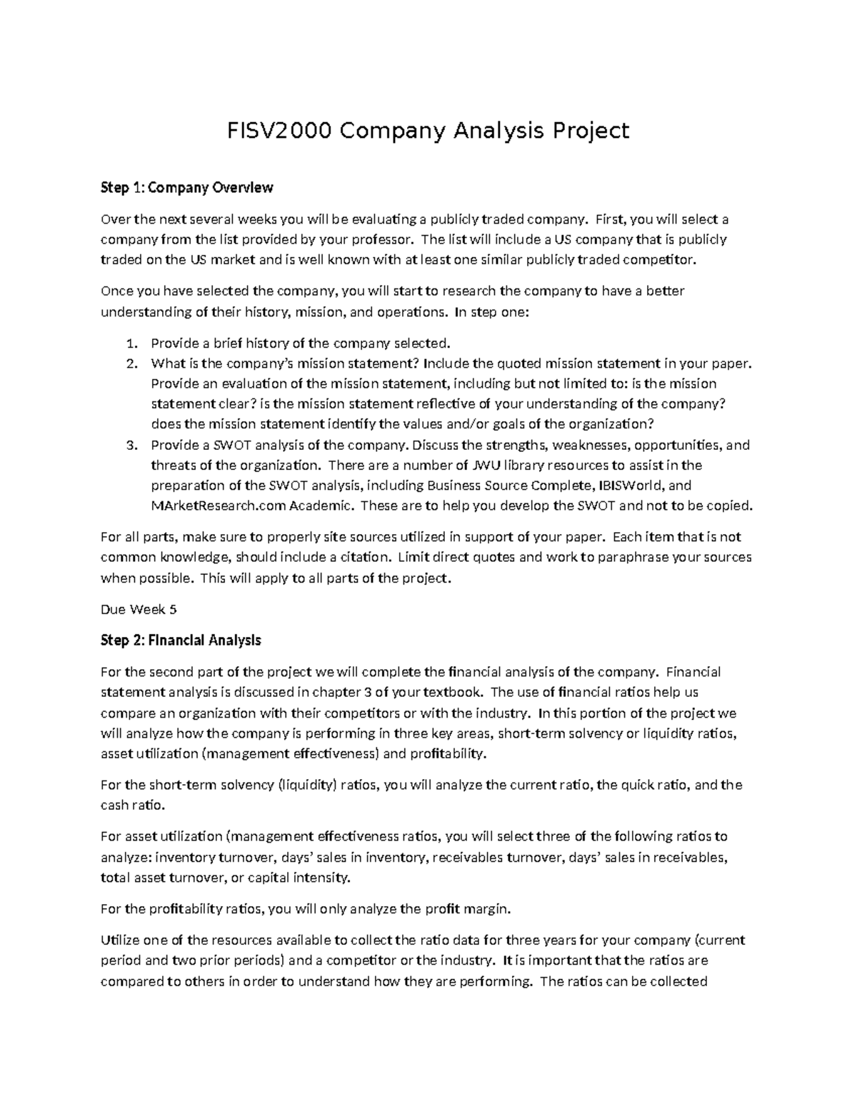 FISV2000 Company Analysis Project: Overview & Financial Insights - Studocu