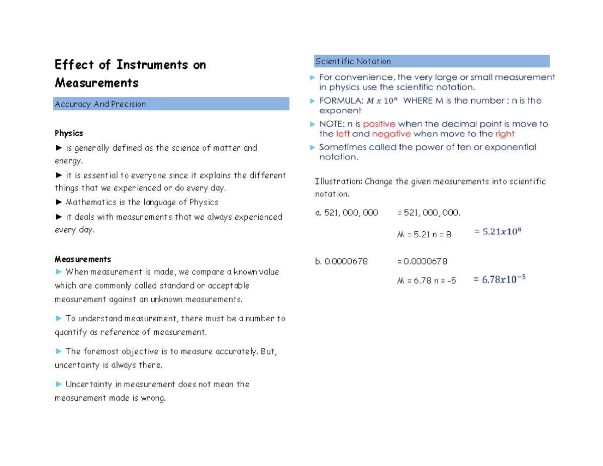 Physics 101 - Week 1: Impact of Instruments on Measurement Accuracy ...