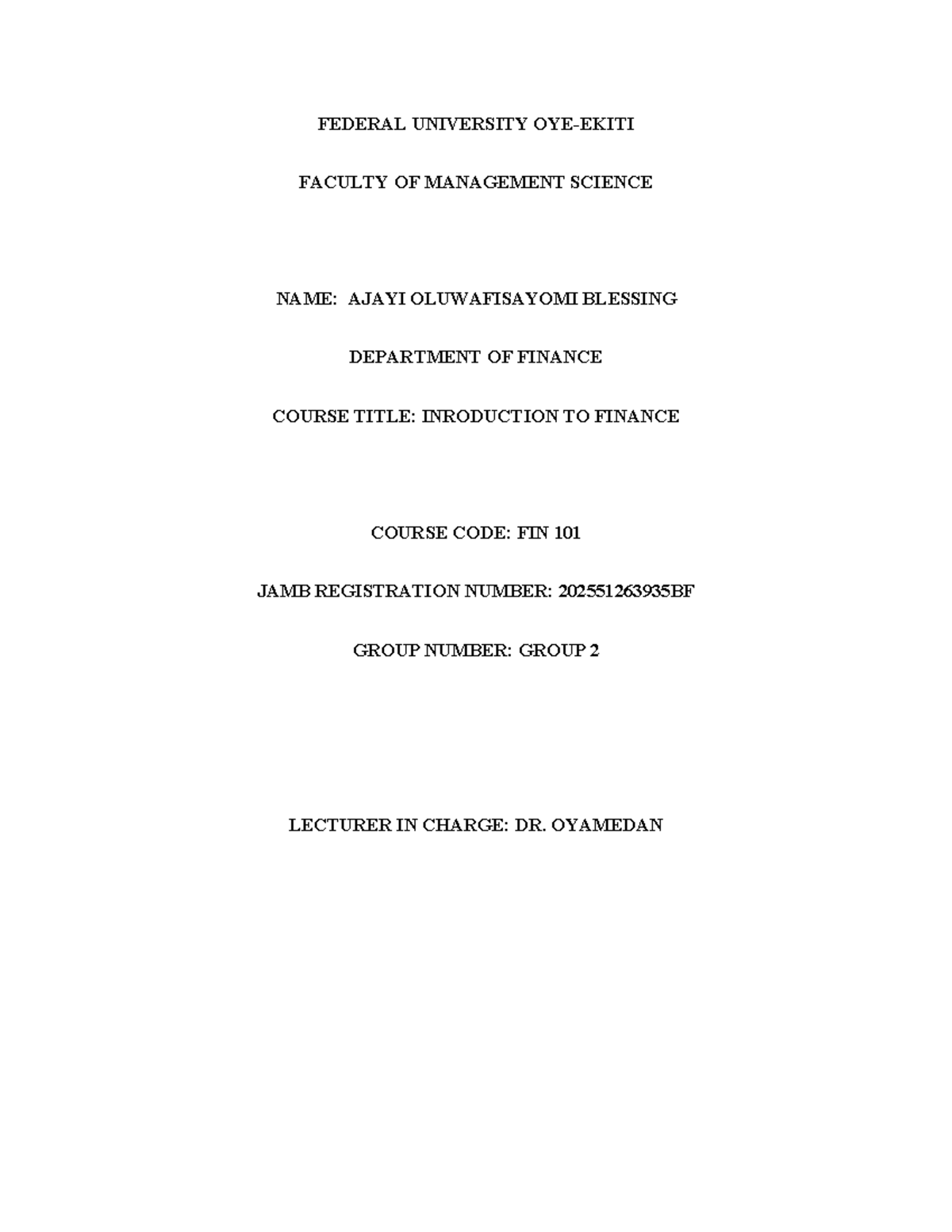 FIN 101: Introduction to Finance - Key Concepts and Roles of Financial ...