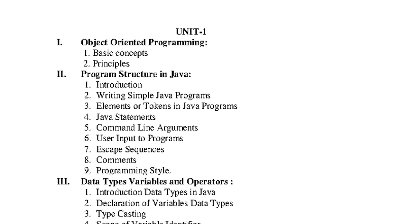 JAVA R23 - UNIT-1: Object Oriented Programming Concepts and Basics ...