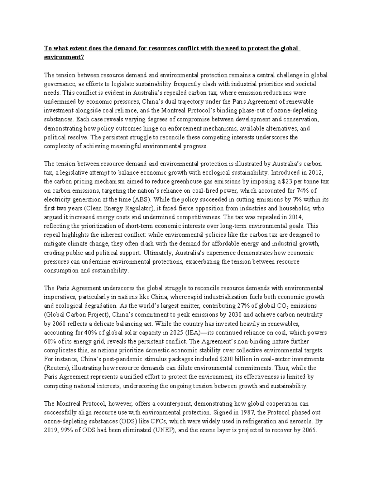 GEP Essay: Balancing Resource Demand and Environmental Protection ...