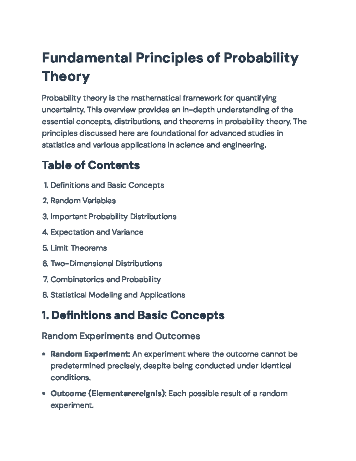 Fundamental Principles of Probability Theory Overview - Fundamental ...