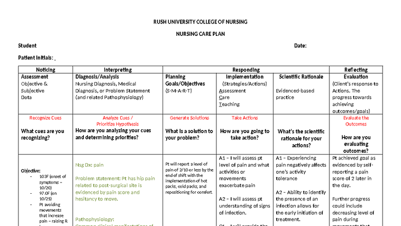 NCP 10:25:24 - Nursing Care Plan for Hip Pain Management - Studocu