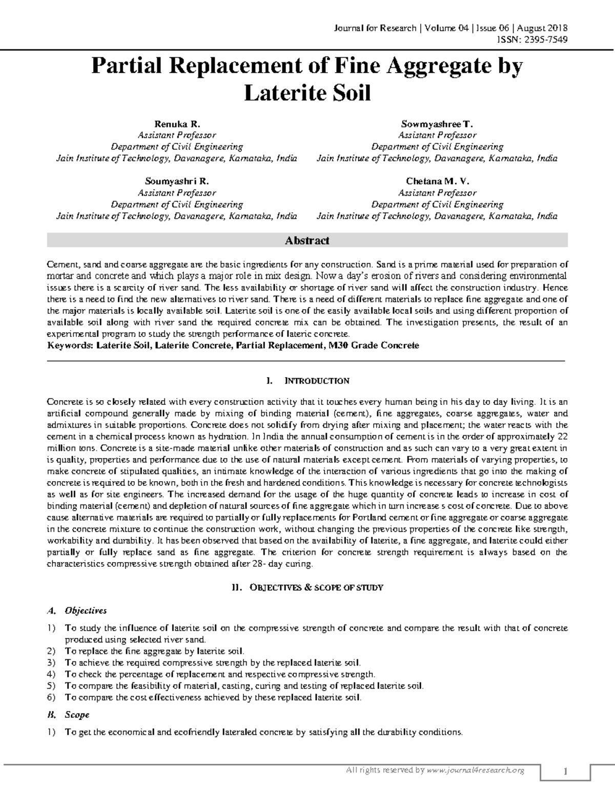Partial Replacement of Fine Aggregate with Laterite Soil: J4R Volume 04 ...