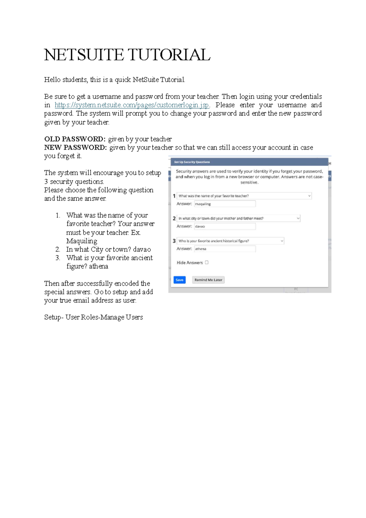 NETSUITE TUTORIAL: Quick Guide for New Users - Studocu
