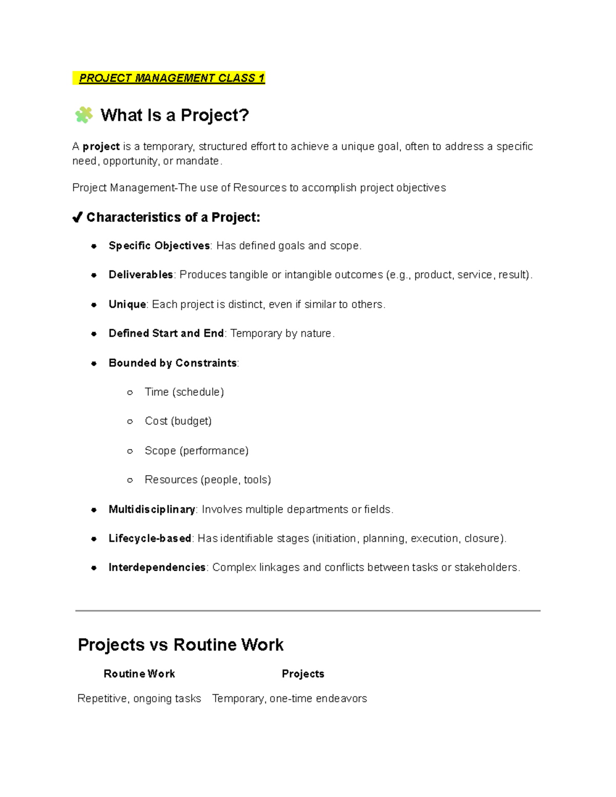 Project Management (SUM25) Comprehensive Study Notes - Studocu