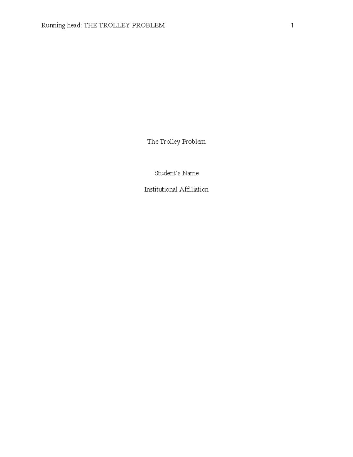 Trolley Problem Analysis: Ethical Dilemmas in Decision-Making - Studocu