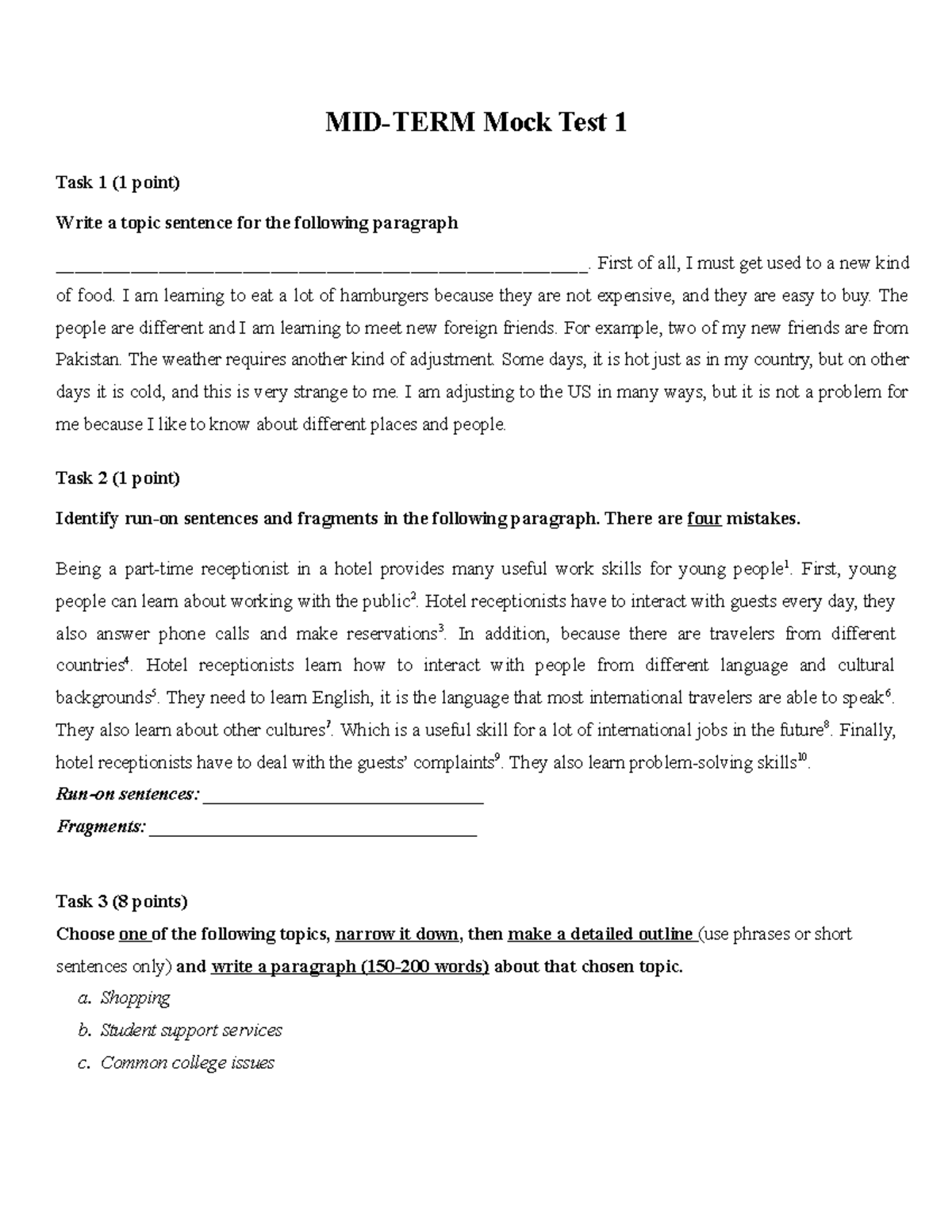 Midterm MT 2022 2024 - Mock Test Study Guide and Practice Tasks - Studocu