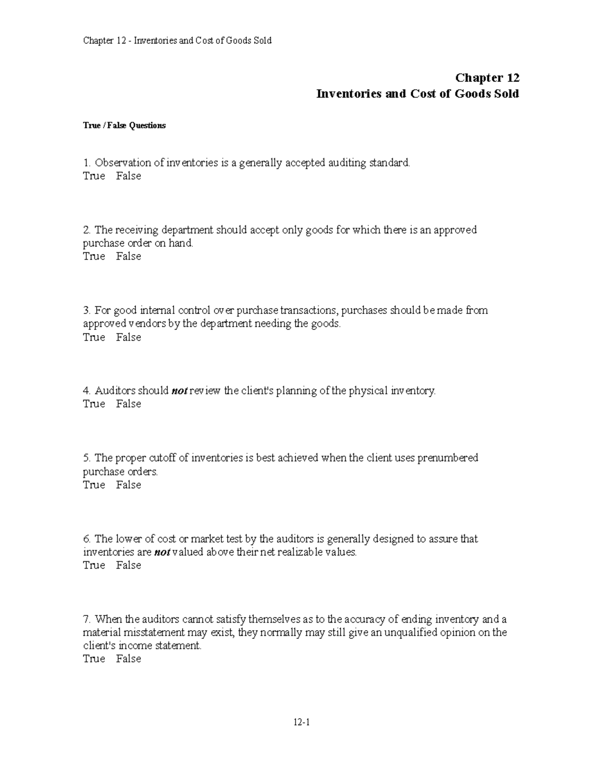 Chapter 12: Inventories & Cost of Goods Sold - Exam Questions & Answers ...