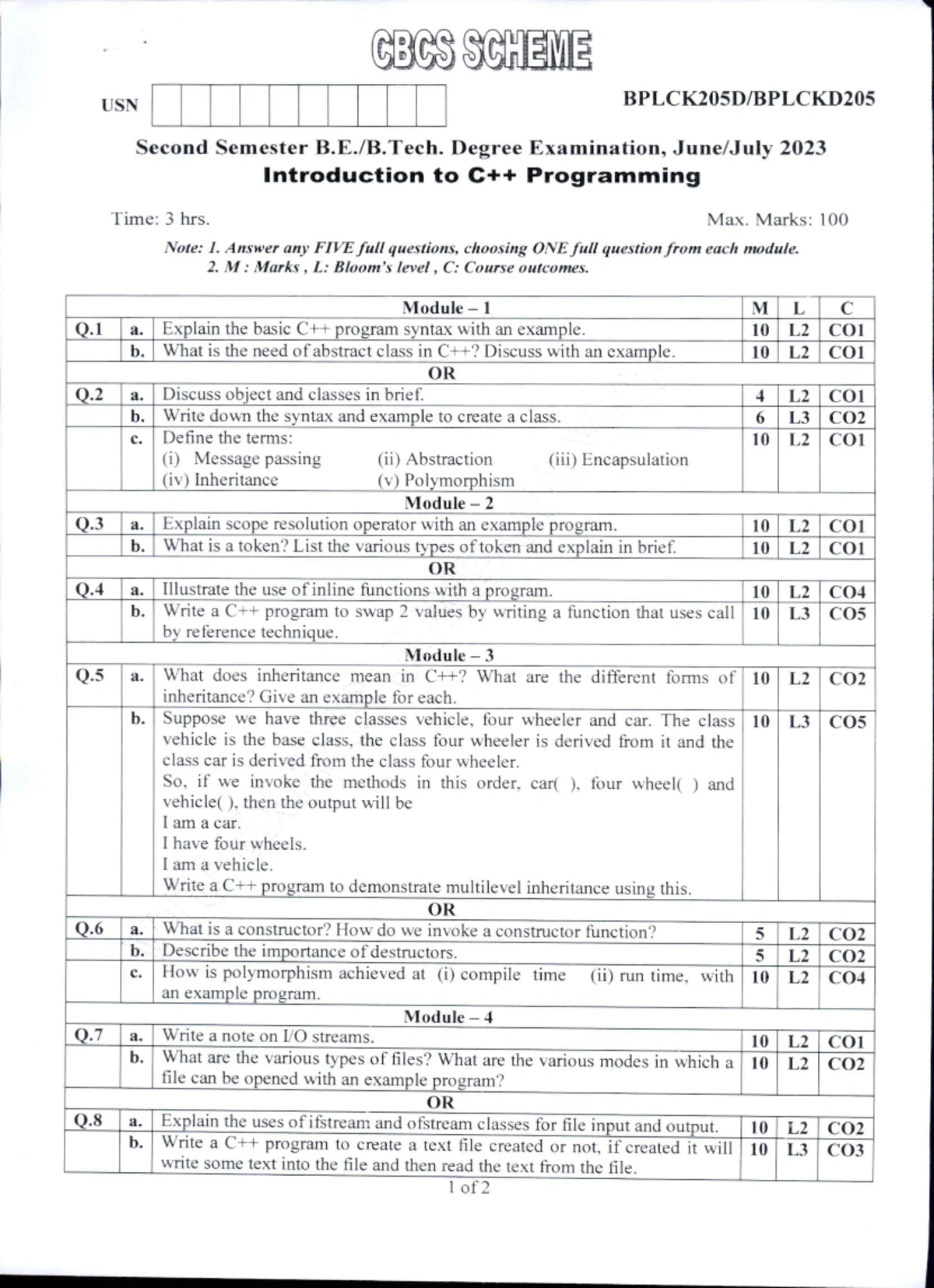 BEC304 M1 - Practice material - Module- 1 Basic Concepts Charge: Two ...