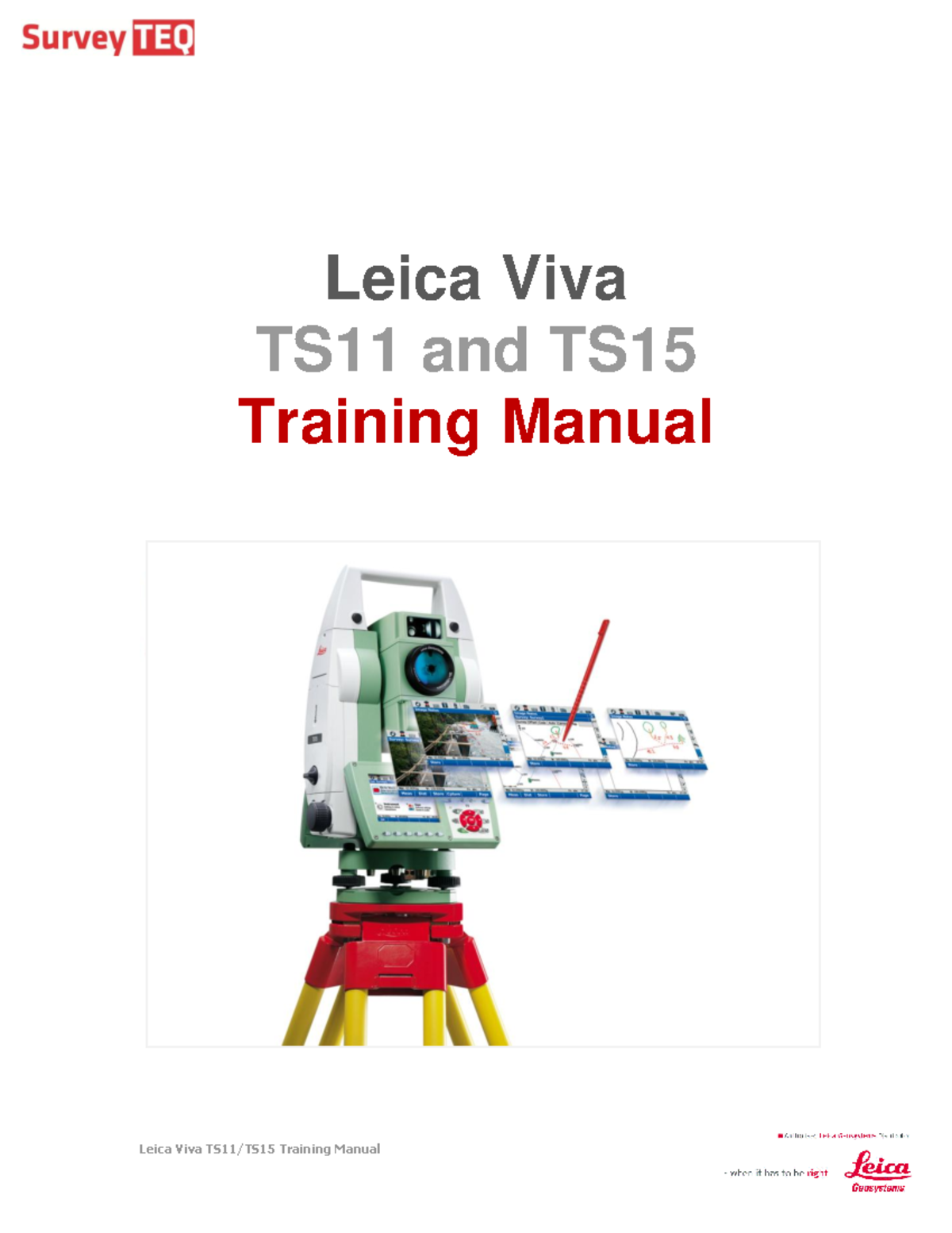 Leica Viva TS11 & TS15 Training Manual: User Guide & Procedures - Studocu