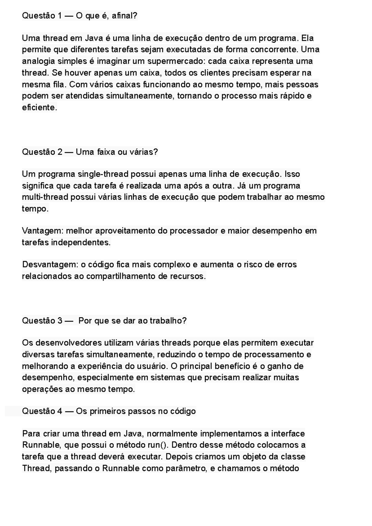 Atividade (11): Entendendo Threads em Java e Concorrência - Studocu