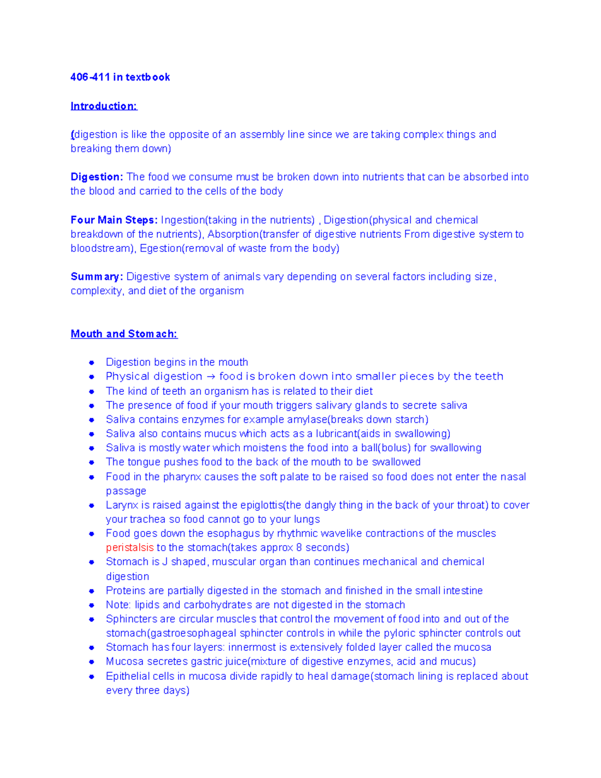 Digestive System Overview: Key Processes and Functions - Studocu