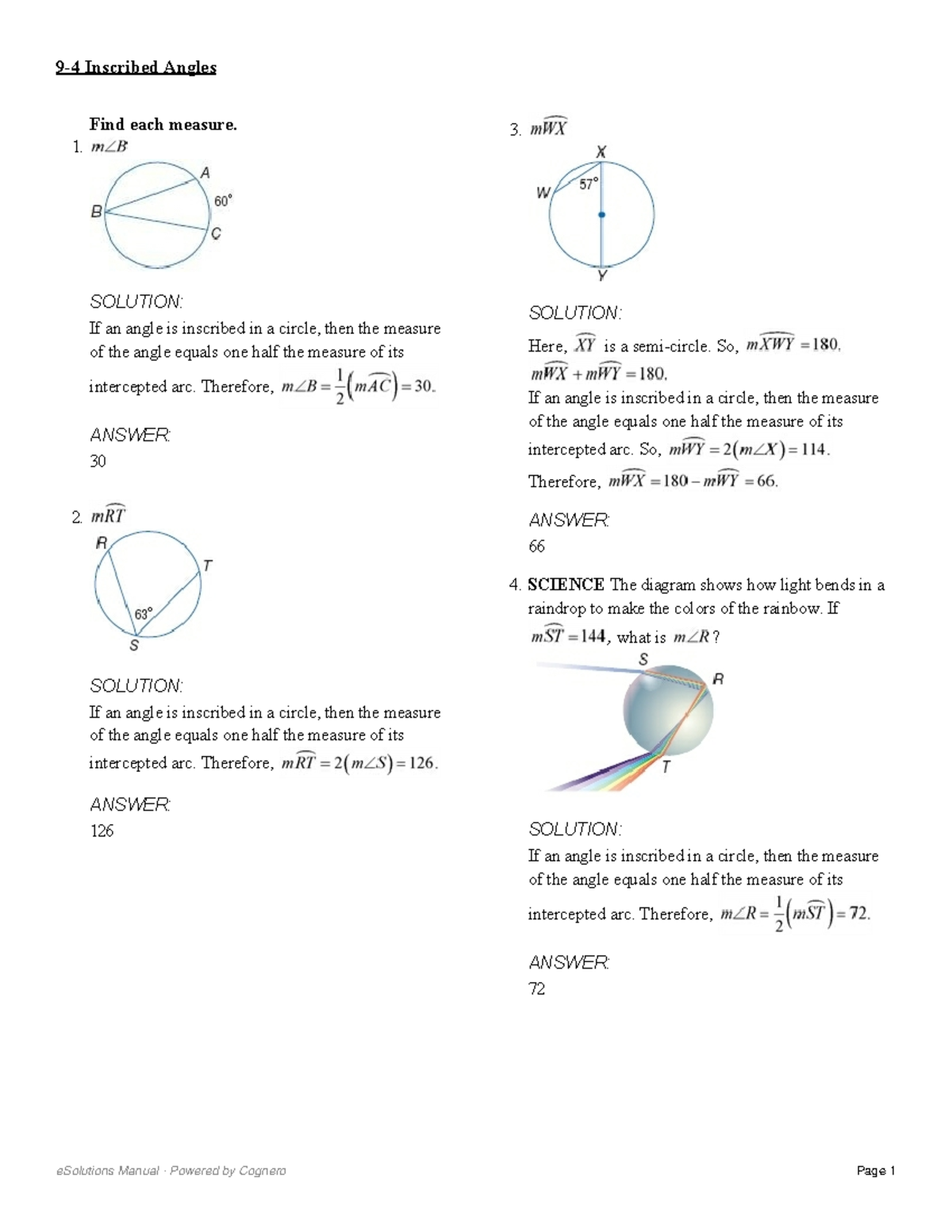 Geometry 9: Inscribed Angles and Their Measurements - Studocu