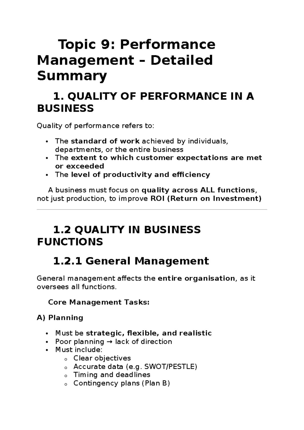 Topic 9: Performance Management Overview and Key Insights - Studocu