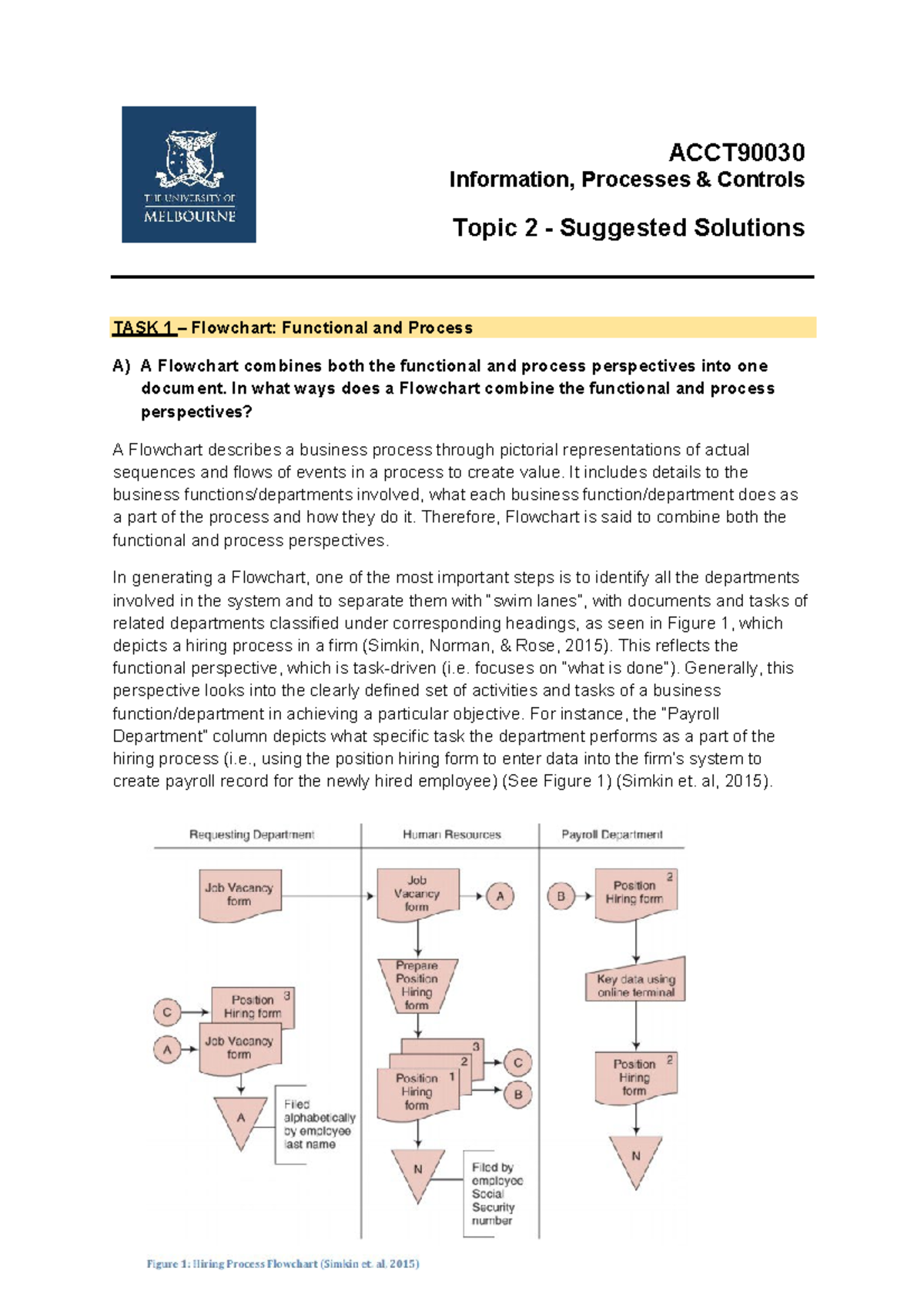 ACCT90030 Topic 2 Workshop Solutions: Flowchart Analysis and Case ...