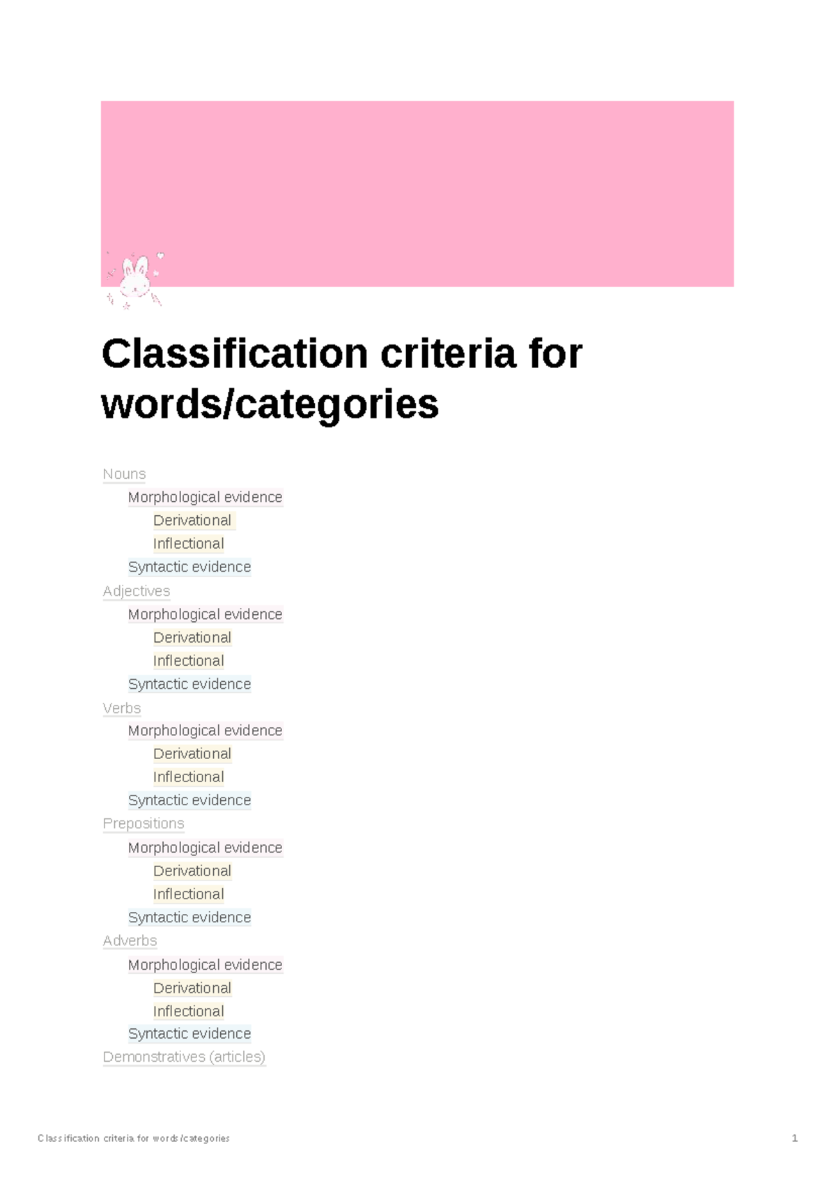 Classification Criteria for Word Categories - Summary (ENG 101) - Studocu