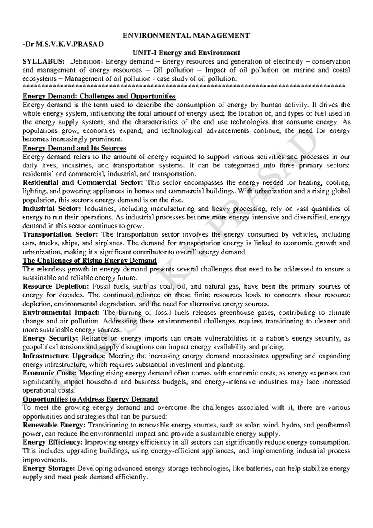 UNIT-1 - this is a documnet on environment management - ENVIRONMENTAL ...