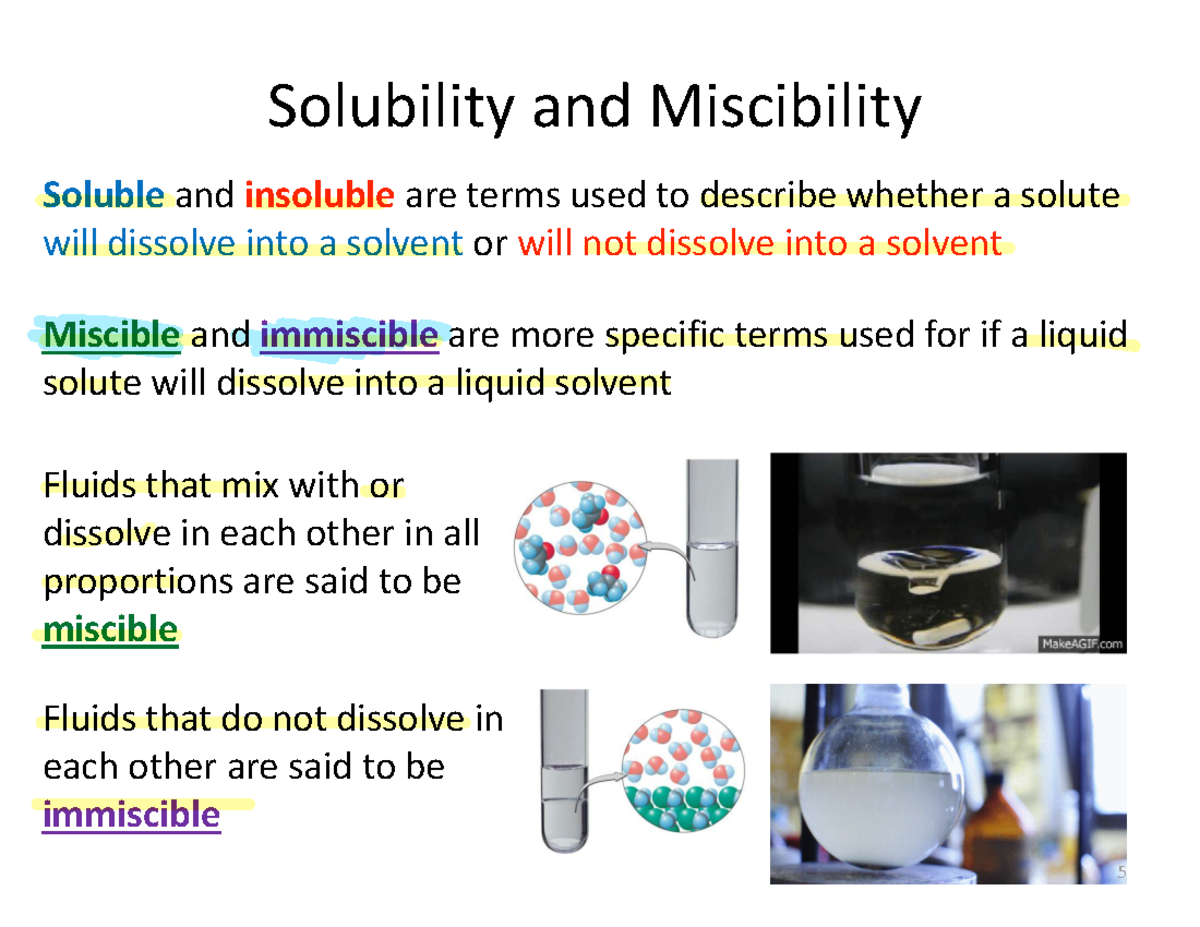 Unit 11 Notes: Solubility, Miscibility, and Molality Concepts - Studocu